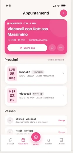 Appuntamenti Happy Diet in grafica rosa